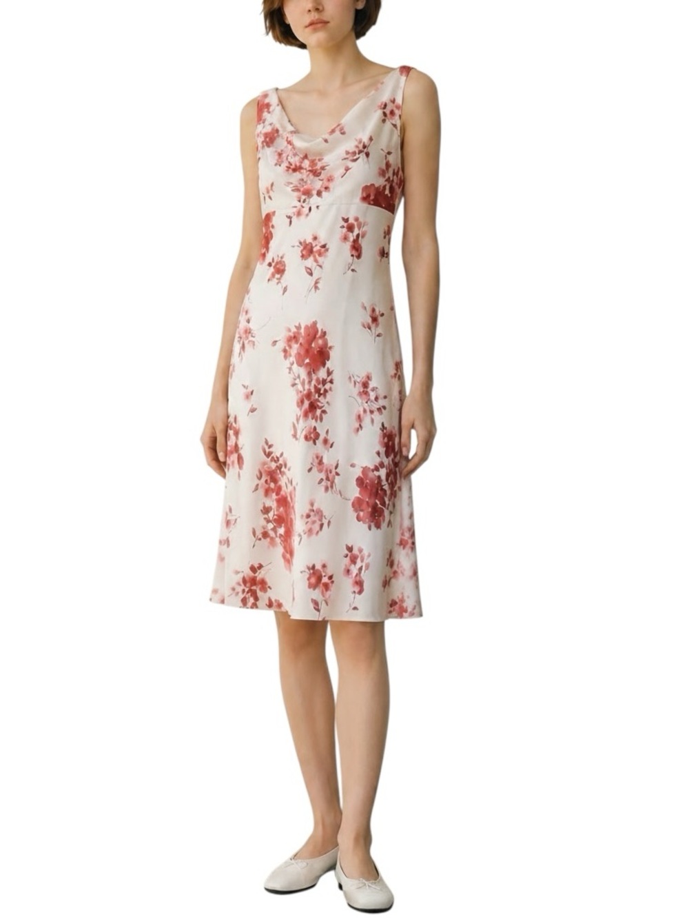 Jessica 90s vintage cowl neck bias cut floral midi dress Sz8 excellent condition